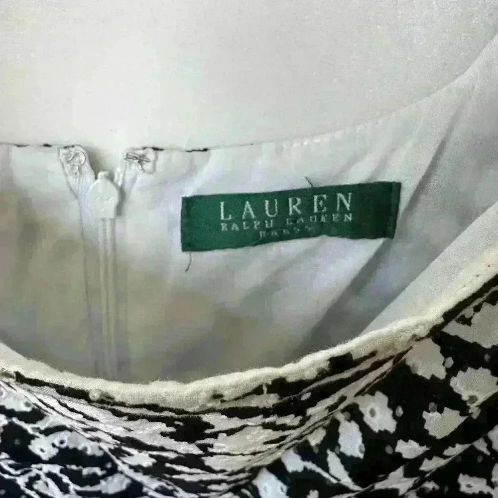 Lauren Ralph Lauren Black & White Floral Dress - Size 4 - Picture 2 of 8